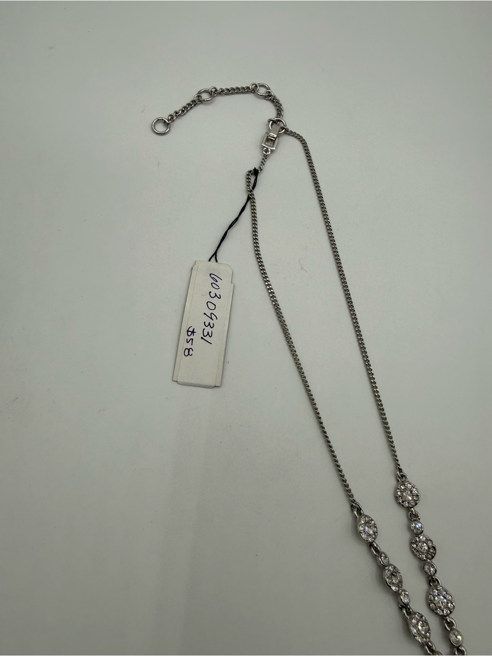 Givenchy Crystal Teardrop Y Necklace Silver Tone Rhinestone Statement Necklace - Picture 11 of 13